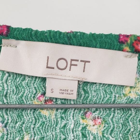 LOFT Green Floral Print Top Womens Size Small S - Picture 3 of 4